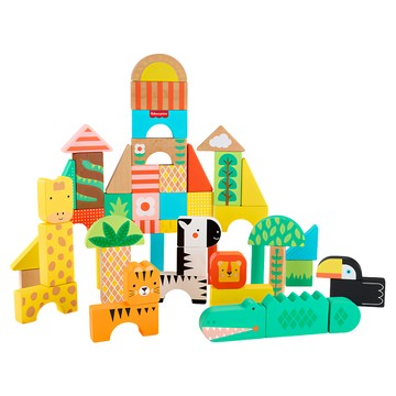 fisher-price 費雪 木製叢林積木組  混和顏色  1套