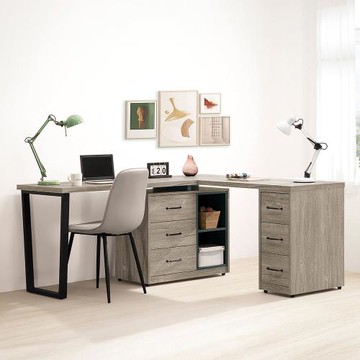 Boden-凱德5.9尺工業風多功能L型伸縮書桌/工作桌/辦公桌(E款)