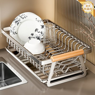 【日式多功能】碗碟收納架 瀝水架 廚房置物架 碗架 收納架 收納筐 不鏽鋼材質 帶托盤筷子筒 碗盤收納 廚房檯面瀝水