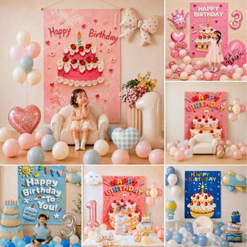 生日 生日背景布 生日背景 生日佈置 拍照背景 拍照道具 生日派對 生日氣球 氣球佈置 氣球派對 派對背景1HBD006