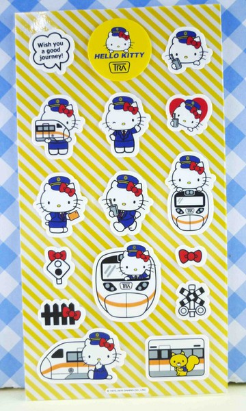【震撼精品百貨】Hello Kitty 凱蒂貓 KITTY貼紙-太魯閣站長HELLO黃 震撼日式精品百貨