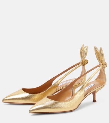 Aquazzura Bow Tie metallic leather pumps