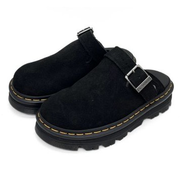 Dr.Martens 馬汀 ZebZag Mule 麂皮包頭穆勒鞋 黑色 女 馬丁經典懶人鞋 真反毛皮半拖鞋 休閒流行涼鞋 31657001