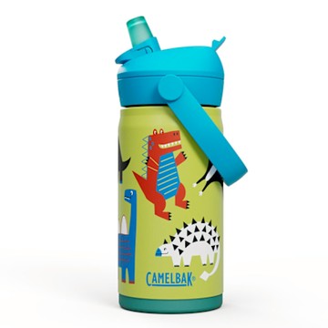 350ml Flip Straw兒童吸管不鏽鋼保溫瓶(保冰) 恐龍聚會