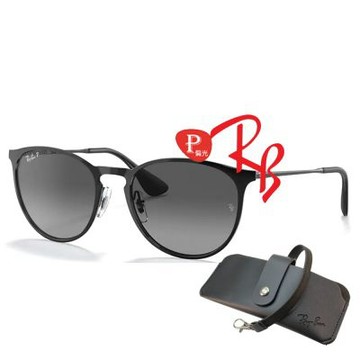 RayBan 雷朋 亞洲版 時尚圓框太陽眼鏡 RB3539 002/T3 54mm 黑框漸層灰偏光 公司貨(贈RAYBAN眼鏡掛袋)