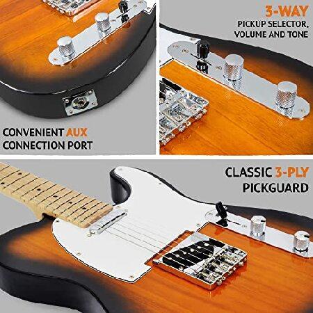 LyxPro 39” Electric Telecaster Guitar Kit, 20 Watt Amp Speaker, Solid Full-Size Body, C-Shape Neck, Quality Gear Tuners, 3-Way Switch ＆ Volume Tone