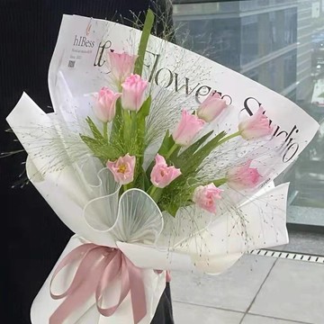 花束褶皺浪花紗鮮花包裝材料韓式花藝玫瑰包花網紗波浪花店用品【倪醬】