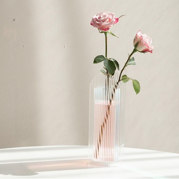 [可開發票]北歐ins風炫彩亞克力透明花瓶藝術簡約客廳插花花器民宿桌面裝飾