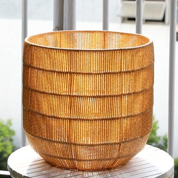 仿藤編洗衣桶臟衣籃 臥室換洗衣服筐輕奢風 塑料防水籃收納筐圓形