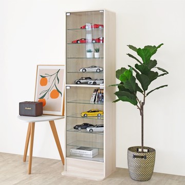 HOPMA家具 美背質感模型公仔全玻璃櫃 台灣製造 十層收納 儲藏書櫃 玄關置物-寬47.6 X 深39.6 X 高179.7cm；門內深度26.7cm