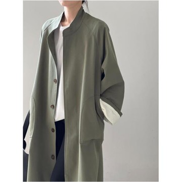 慵懶寬松立領中長款風衣外套女2025春秋新款休閑英倫風高級感大衣