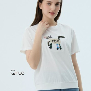 【Qiruo 奇若】專櫃女裝白色上衣7320A 小毛驢設計T桖