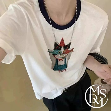 【MDMS】爆款 設計感 卡通印花短袖T恤 減齡穿搭 寬鬆印花T恤 韓系短袖T恤 休閒上衣 女生穿搭 可愛上衣 S325