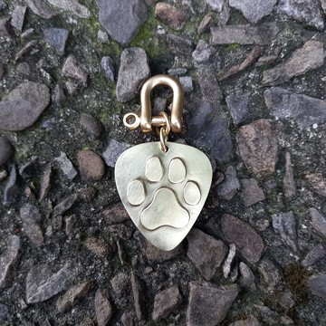 黃銅  肉球腳印平面( pick ) 鑰匙圈 / 掛飾 / 狗牌寵物名牌