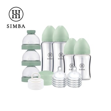 Simba 小獅王辛巴 - 蘊蜜質金玻璃寬口奶瓶人氣口碑組-綠沐