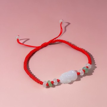 【招財神獸】冰種翡翠貔貅編織手鍊 | 天然緬甸玉翡翠A貨 | 送禮