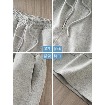 美式360G重磅休閑短褲男夏季2025新款運動中褲灰色衛褲寬松五分褲