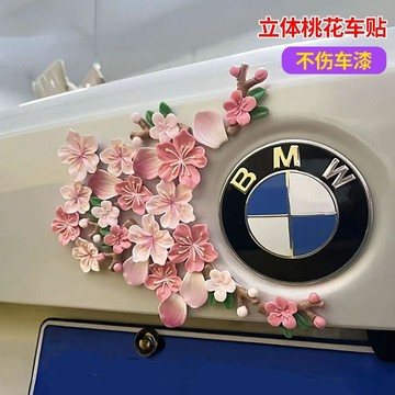 ✨動感 優選✨ 3d立體桃花 車貼 汽車動車 花朵裝飾貼無痕點膠內飾樹脂櫻花車尾表