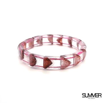 買1送2【SUMMER寶石】珍稀金草莓超七金字塔手排25.6g (11mm) 買就送插座鹽燈+電動攪拌咖啡杯