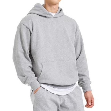 2023春秋季重磅大碼連帽衛衣男潮牌落肩長袖純色外套百搭灰色帽衫