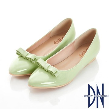DN 優雅女伶 漆皮蝴蝶結內增高尖頭鞋-綠