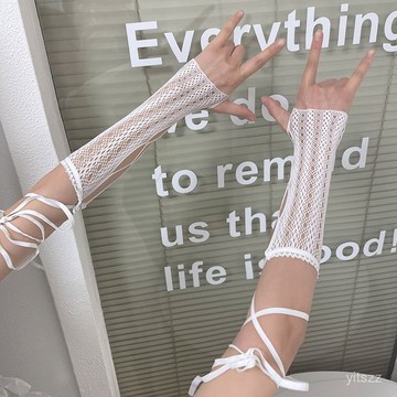 【臺灣有貨】袖套女韆禧年Y2K純慾甜酷辣妹蕾絲性感綁帶手袖少女學生防曬冰袖
