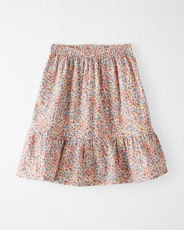 Toddler Floral Print Organic Cotton Gauze Midi Skirt