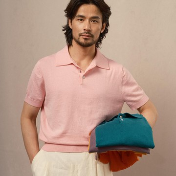 【Gentle Ray】義式 棉麻 7色 短袖POLO衫  優雅質感高級 清新夏日色 休閒渡假百搭 5色短袖針織衫