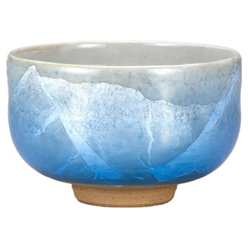 藍釉開片湯吞杯 陶瓷材質 寬8.5cm/高6.5cm 滿水容量140mL  1個