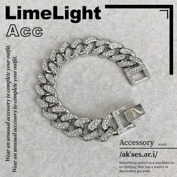 ☆LimeLight☆ 水鑽 滿鑽 安全扣 古巴項鍊 嘻哈 饒舌 古巴 夜店必備 百搭 鈦鋼 飾品 手鍊
