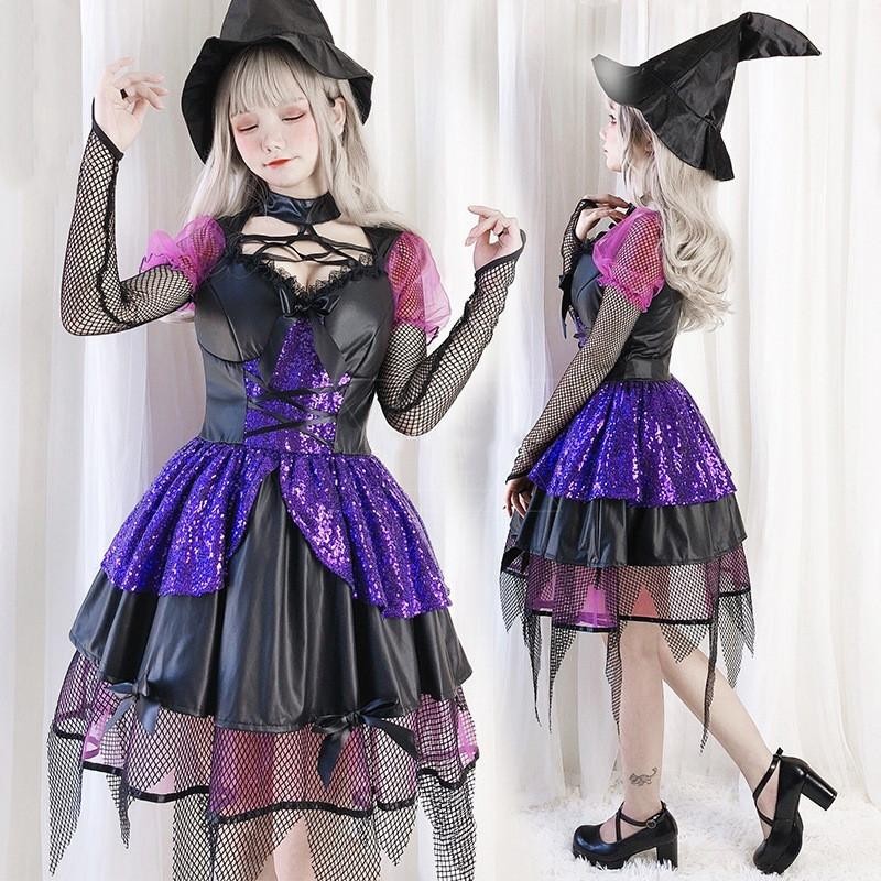 魔女 コスプレ ハロウィン 魔法使い 仮装 演出服 コスチュームL131＃