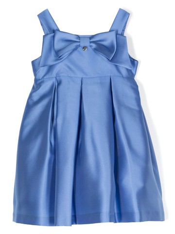 AMAYA - bow-detail box-pleat dress - kids - Polyester/Polyamide/Polyester - 12 yrs - Blue