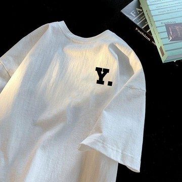 臺灣🎀短袖 夏季短T 短T男 寬鬆短T【新面料】韓版夏季新款簡約字母印花通勤款ins風t恤短袖男女上衣