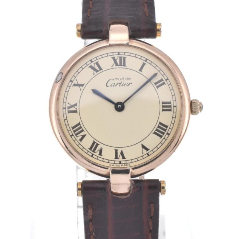 CARTIER】カルティエ マスト VLC ヴァンドーム LM SV925（GP)/レザー クォーツ メンズ J#117084 | LINEショッピング