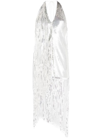 ROTATE BIRGER CHRISTENSEN - sequin-fringe midi dress - women - Polyester/Recycled Polyester/Elastane/Polyester/Elastane - 40 - White