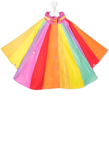 Stella McCartney Kids - striped flared rain coat - kids - Cotton/Polyester - 4 - Pink