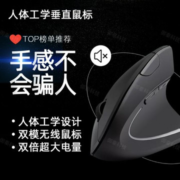 人體工學靜音滑鼠有線無聲辦公垂直立式充電電池雙模電腦
