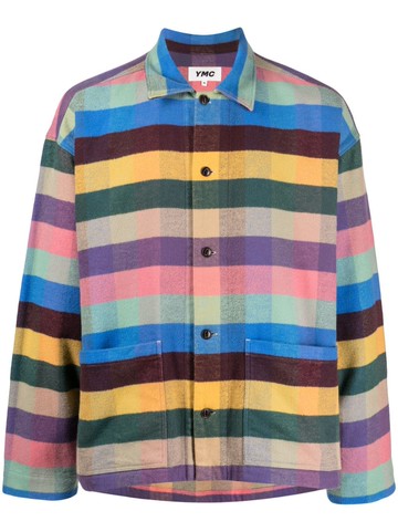 YMC - check-pattern button-up flannel shirt - men - Cotton - L - Multicolour