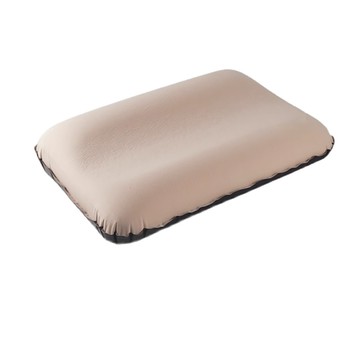 戶外露營3D海綿自動充氣枕頭/便攜午休頸椎枕/帳篷氣墊枕/腰墊枕  卡其色  1個