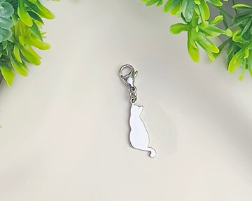 看風景的貓小吊飾- 貓咪剪影系列-抗敏醫療鋼