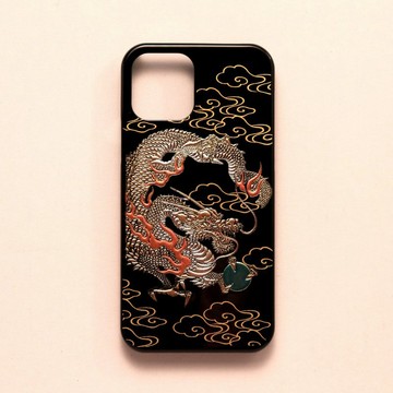 蒔繪 iPhone 保護殼 iPhone15 系列 高盛り蒔絵 雲龍 山中漆器