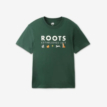 男裝-ROOTS ESTABLISHED修身短袖T恤(深綠)