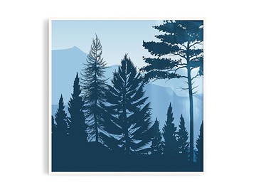 森藍4丨插畫/掛畫/海報/台灣製/原木畫框/尺寸可客製