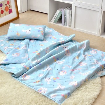 Abelia 三麗鷗授權 超值組 Q麻吉 乳膠天絲三件式睡袋+水洗枕 - 彩虹大耳狗喜拿