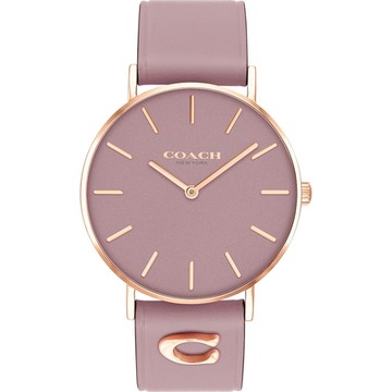 COACH Perry 品牌C字皮錶帶女錶 母親節送禮首選-玫瑰金x煙燻粉 CO14503924