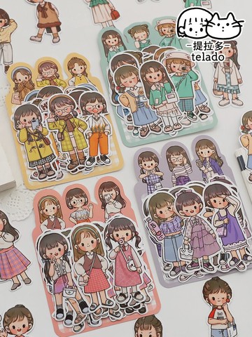 小槑同學 手賬貼紙ins風兒童貼畫保溫杯水杯貼紙可愛手帳卡通少女素材防水貼紙套裝標簽貼女孩貼紙裝飾小圖案