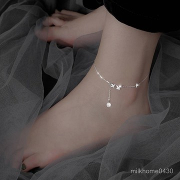 📿限時下殺📿【流蘇點綴】s925銀夏季蝴蝶花朵腳鏈女2021新款時尚圓鑽流蘇腳飾韓版簡約女飾 生日禮物 閨蜜腳鏈