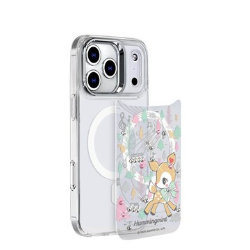 iPhone 18/17/16/15/14/13 可拆式磁吸片材彩鑽殼-音符哈妮鹿