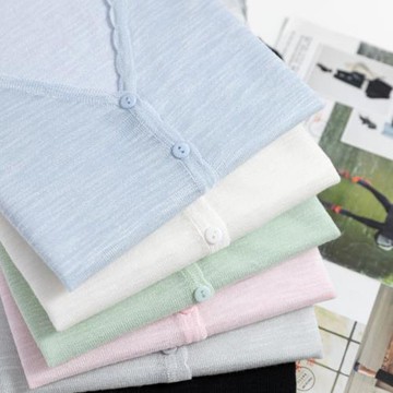 V領防曬衣女夏季薄款修身顯瘦針織開衫小外搭韓版通勤長袖空調服