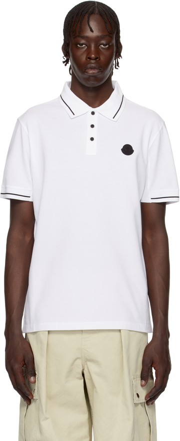 Moncler 白色徽标贴饰 Polo 衫